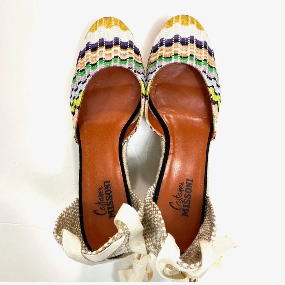 Castaner Missoni Zigzag Knit Lace up Ankle Espadrilles Sandals Size 41 / US 11